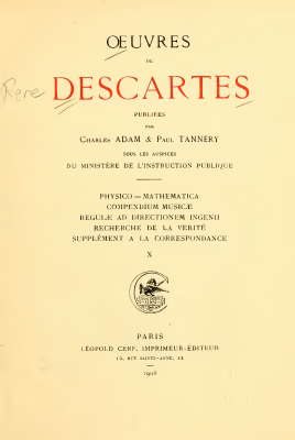 Couverture de Descartes - Oeuvres complètes (AT) X